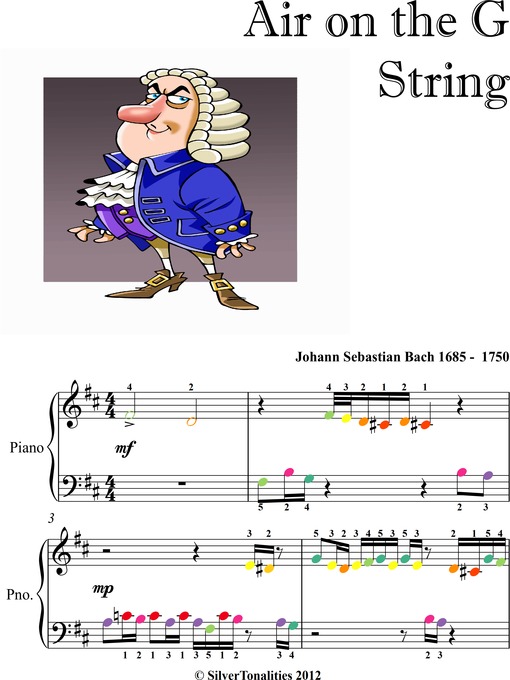 Title details for Air on the G String Elementary Beginner Piano Sheet Music with Colored Notes by Johann Sebastian Bach - Available
